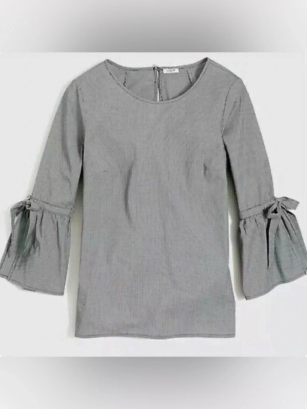 J.Crew Micro Gingham Bell Sleeve Top